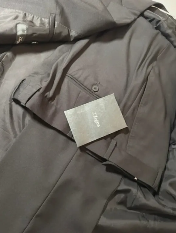 Garnitur męski Zegna L czarny komplet premium marynarka spodnie wiskoza elegancki biznes formalny