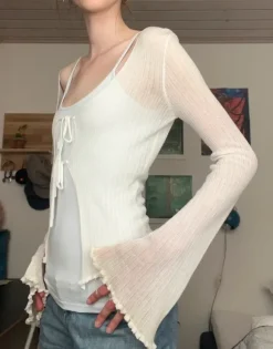Gennemsigtig hvid cardigan