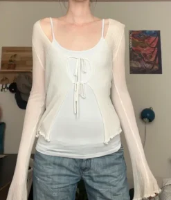 Gennemsigtig hvid cardigan