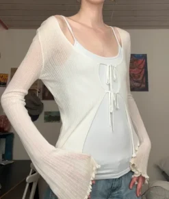 Gennemsigtig hvid cardigan