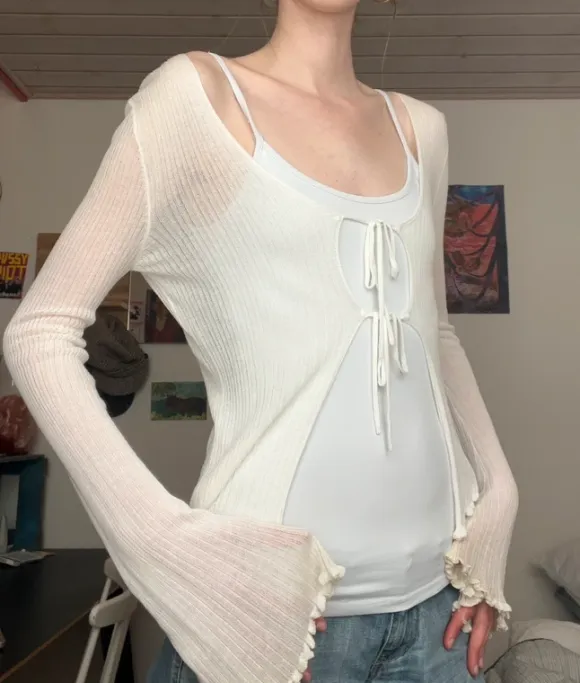 Gennemsigtig hvid cardigan