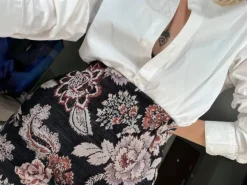 Gobelinowa żakardowa mini spódniczka w kwiatowy wzór boho y2k coquette