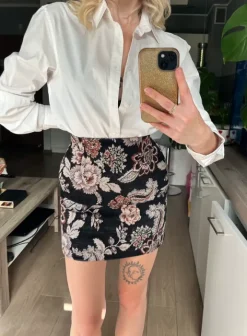 Gobelinowa żakardowa mini spódniczka w kwiatowy wzór boho y2k coquette