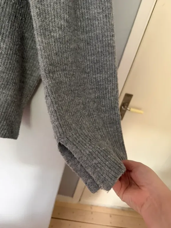 Grå stickad tröja oversized / Szary sweter oversize M chunky knit grey classic