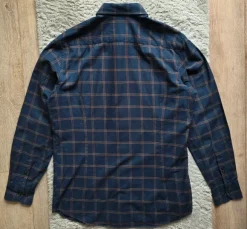 Granatowa koszula w kratę Massimo Dutti długi rękaw bawełna prosta casual streetwear M