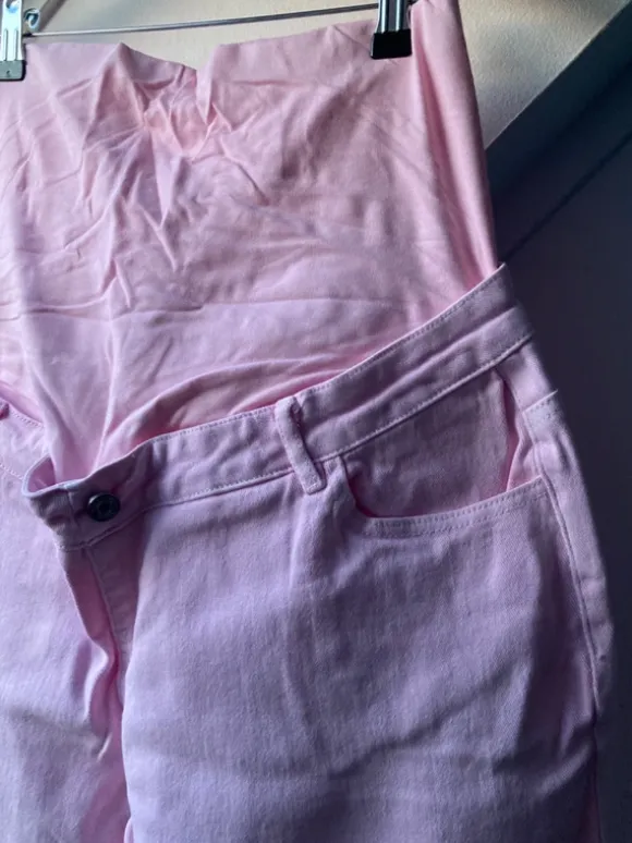 Graviditetsbukser denim lyserøde ubrugte jeans brede ben