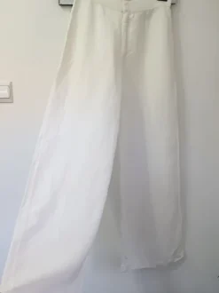 H&M linen blend spodnie pants szerokie nogawki lniane len viscose