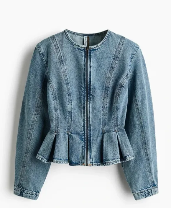 H&M peplum bluse med lynlås