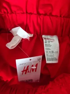 H&M Premium czerwona spódnica midi 100% bawełna rozkloszowana NOWA S