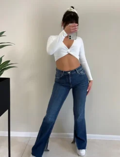 Jeansy Mango flare split hem wide leg 38/M Y2K