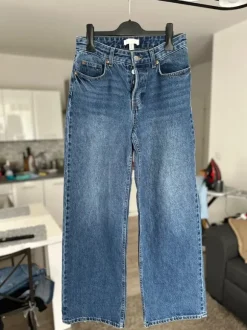 Jeansy wide leg granatowe wysoki stan S 36 denim pinterest wiosna viral tik tok