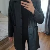 Klasyczny Czarny Płaszcz Skóra Naturalna Vintage Matrix 90s