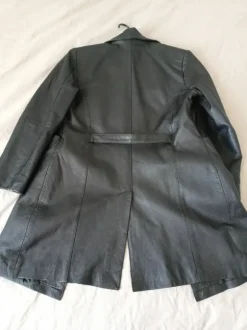 Klasyczny Czarny Płaszcz Skóra Naturalna Vintage Matrix 90s