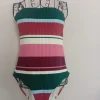Kobiecy kostium kąpielowy jednoczęściowy prążkowany • Retro/ Vintage • Shabby Chic • r. S