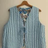 Kolorowa delikatnie pikowana kamizelka bezrękawnik w kwiaty summer vest L/XL
