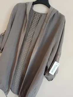 Komlet lniany Lino fsngo narzutka spodnie szeroka nogawka one size Puro Lino