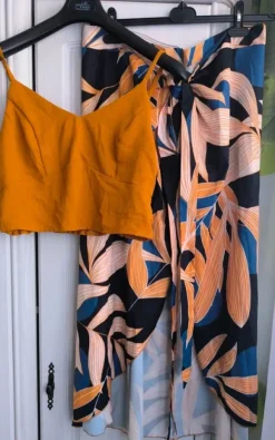 Komplet nowy top + spódnica tropical wakacyjny vibe L