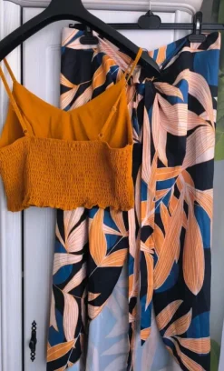Komplet nowy top + spódnica tropical wakacyjny vibe L