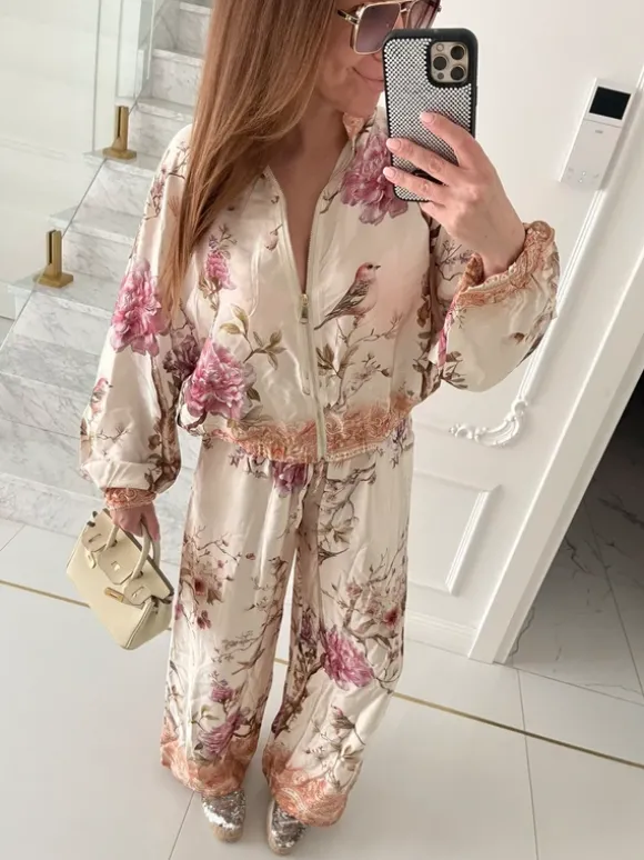 Komplet premium wizkoza jedwab made in Italy elegancki old money wakacje wyjazd premium uni nowy