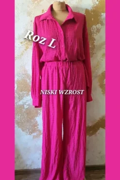 Komplet wiosna/lato szerokie spodnie amarant
