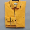 Koszula męska M slim fit żółta bawełna kryte guziki casual yellow cotton shirt