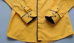 Koszula męska M slim fit żółta bawełna kryte guziki casual yellow cotton shirt