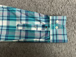 Koszula Tommy Hilfiger – Męska, w kratę, turkusowo-morska