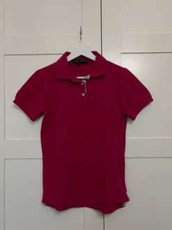 Koszulka polo t-shirt Tommy Hilfiger fuksja różowa casual basic bawełna spandex