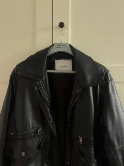 Kurtka skórzana czarna Bershka oversize