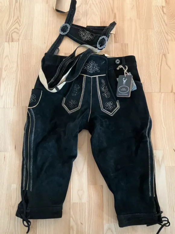 Lederhosen lang sort