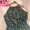 Lekki Kolorowy Kombinezon W Kolorowe Wzory Długa Luźna Nogawka Halter Letni 3XL