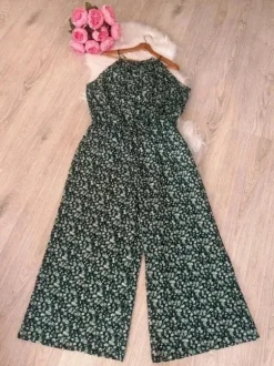 Lekki Kolorowy Kombinezon W Kolorowe Wzory Długa Luźna Nogawka Halter Letni 3XL