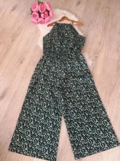 Lekki Kolorowy Kombinezon W Kolorowe Wzory Długa Luźna Nogawka Halter Letni 3XL