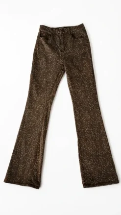Leopard print jeans flare Y2K - styl vintage glam / effortless statement