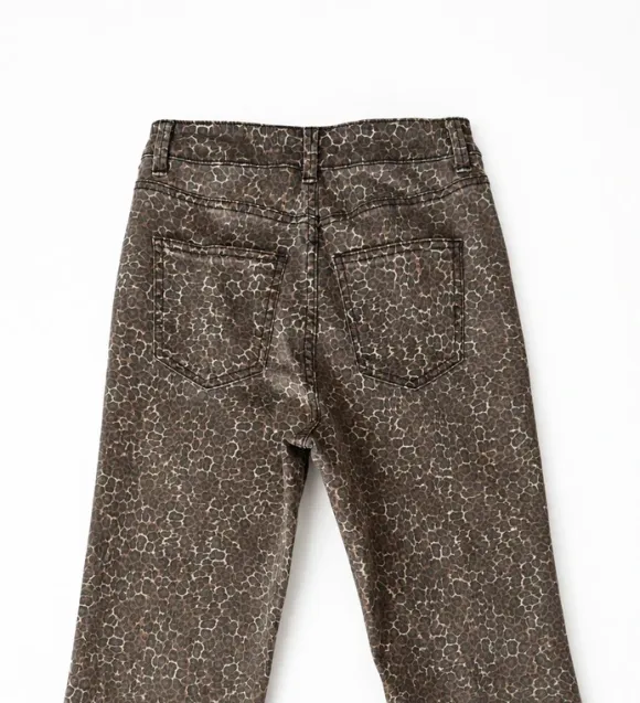 Leopard print jeans flare Y2K - styl vintage glam / effortless statement