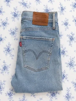 levis mile high super skinny jeans niebieskie wysoki stan dopasowane rozmiar 25 vintage