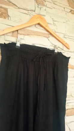 lniane spodnie szerokie nogawki czarne 70% len linen lino 30% wiskoza oldmoney