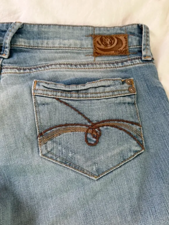 low rise ripped bootcut jeans 00s