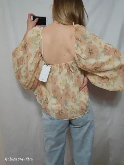 Mango bluzka hiszpanka kwiaty boho bufiaste rękawy XS nowa z metką