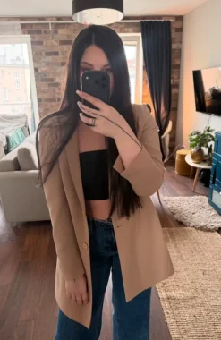 Marynarka nude beżowa elegancka wiosna Asos