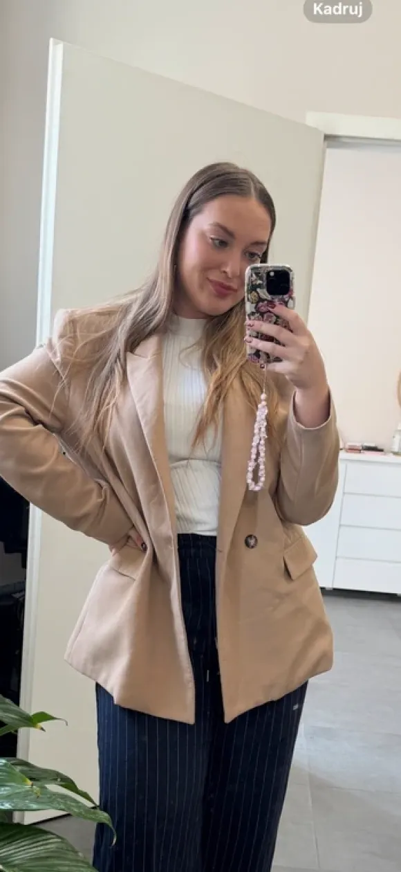 Marynarka oversize Reserved beżowa XL poduszki w ramionach