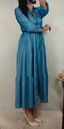 Maxi dres jeansowa elegante old money 38 40