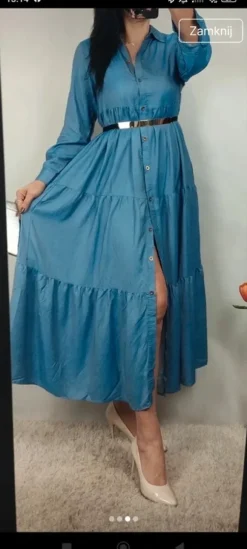 Maxi dres jeansowa elegante old money 38 40