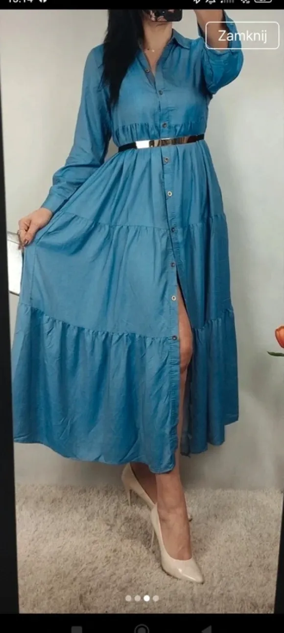 Maxi dres jeansowa elegante old money 38 40
