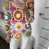 Narzutka ażurowa plażowa boho w kwiaty kolorowa Kaleidoscope 36-38 S/M