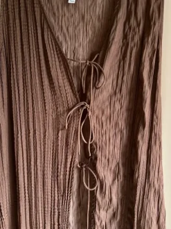 Narzutka M&S 46 brązowa boho wiązana długa, minimalistyczna, basic, wiosna lato, casual