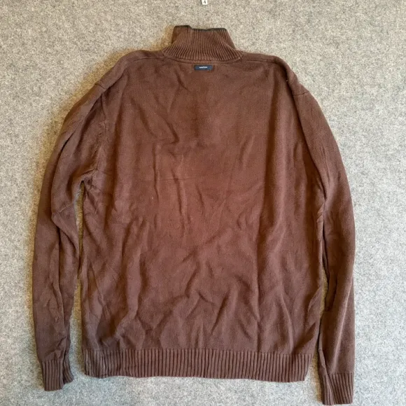 Nautica Men’s Quarter Zip Sweater L Brown Cotton