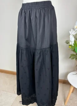 Nowa czarna spódnica maxi boho haftowana bawełna Lapa rozmiar XL