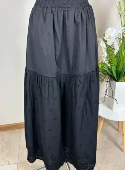 Nowa czarna spódnica maxi boho haftowana bawełna Lapa rozmiar XL