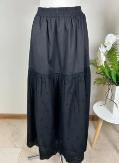 Nowa czarna spódnica maxi boho haftowana bawełna Lapa rozmiar XL